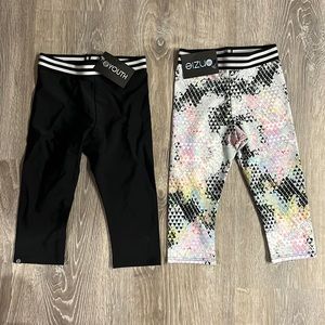 LOT OF 2 NWT ONZIE ELASTIC CAPRI LEGGINGS KIDS 4/5